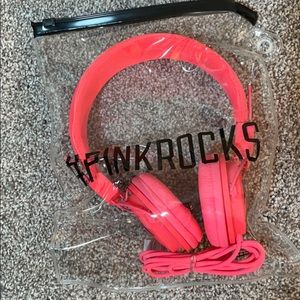 Hot pink PINK headphones
